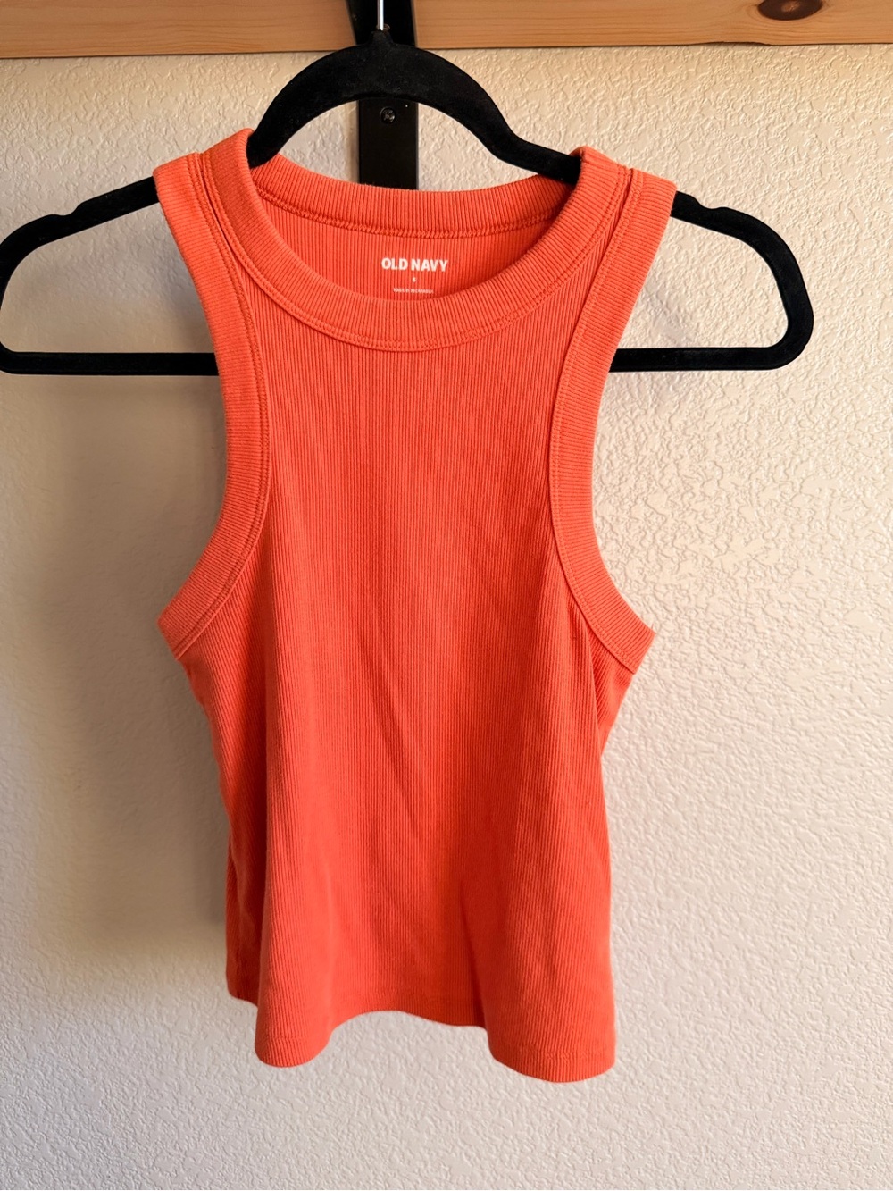 Old Navy Coral-Orange Ribbed Racerback Tank